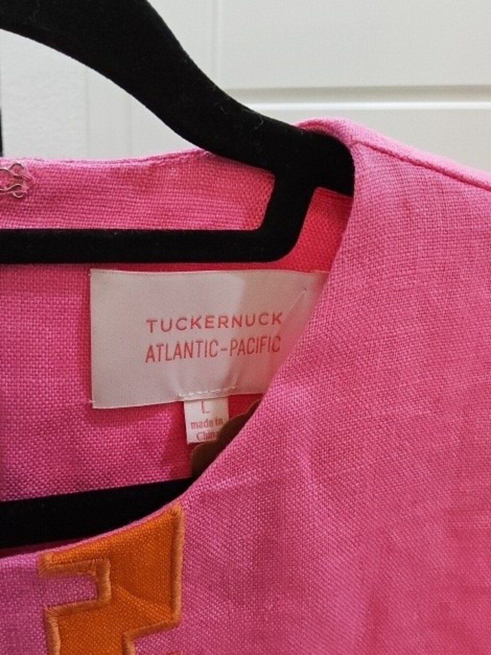 Tuckernuck Pink Shift Dress with Orange Trim|| Size Large - Picture 2 of 2